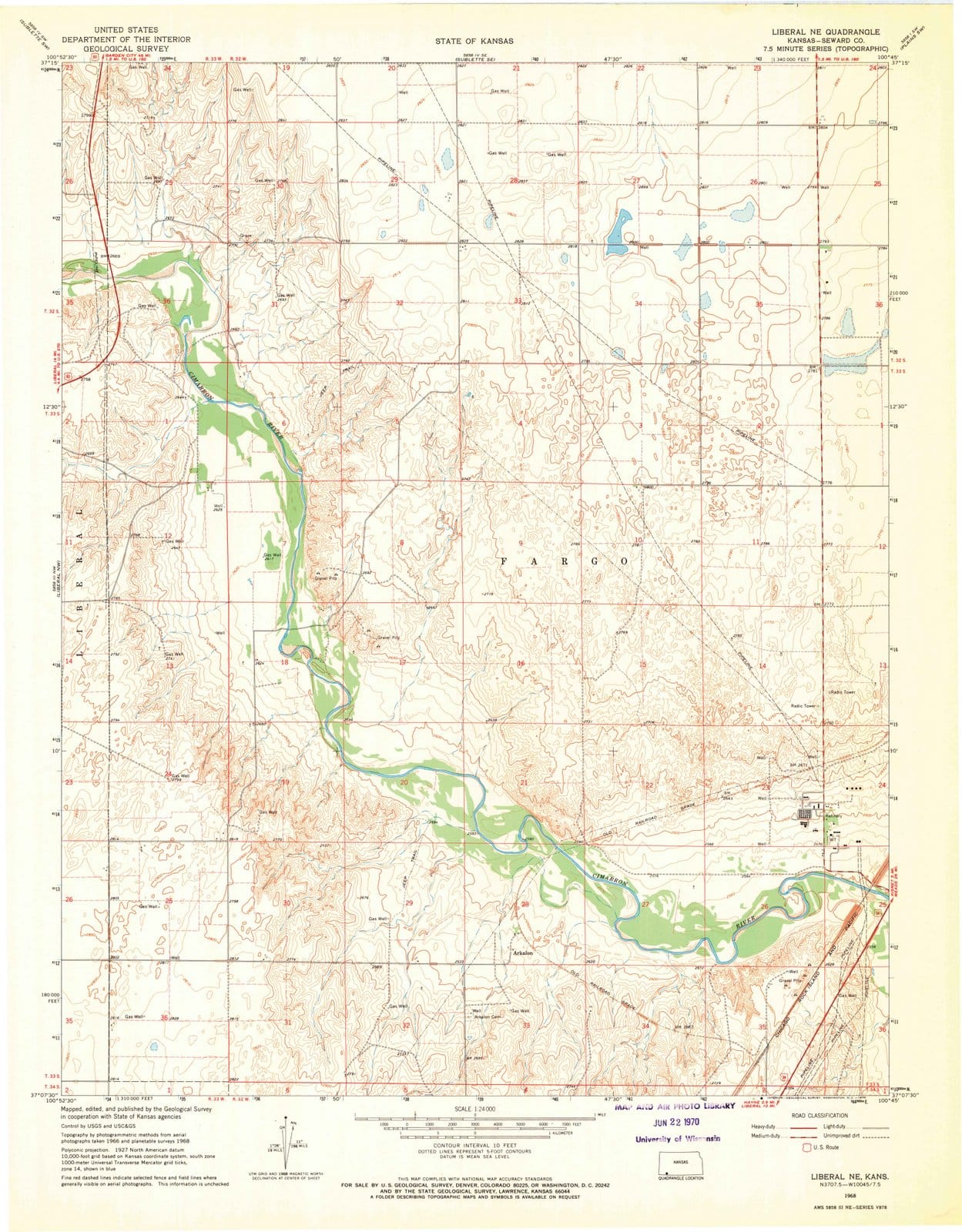 1968 Liberal, KS - Kansas - USGS Topographic Map
