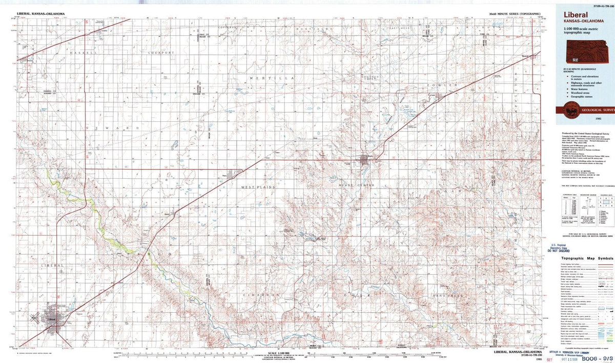 1985 Liberal, KS - Kansas - USGS Topographic Map