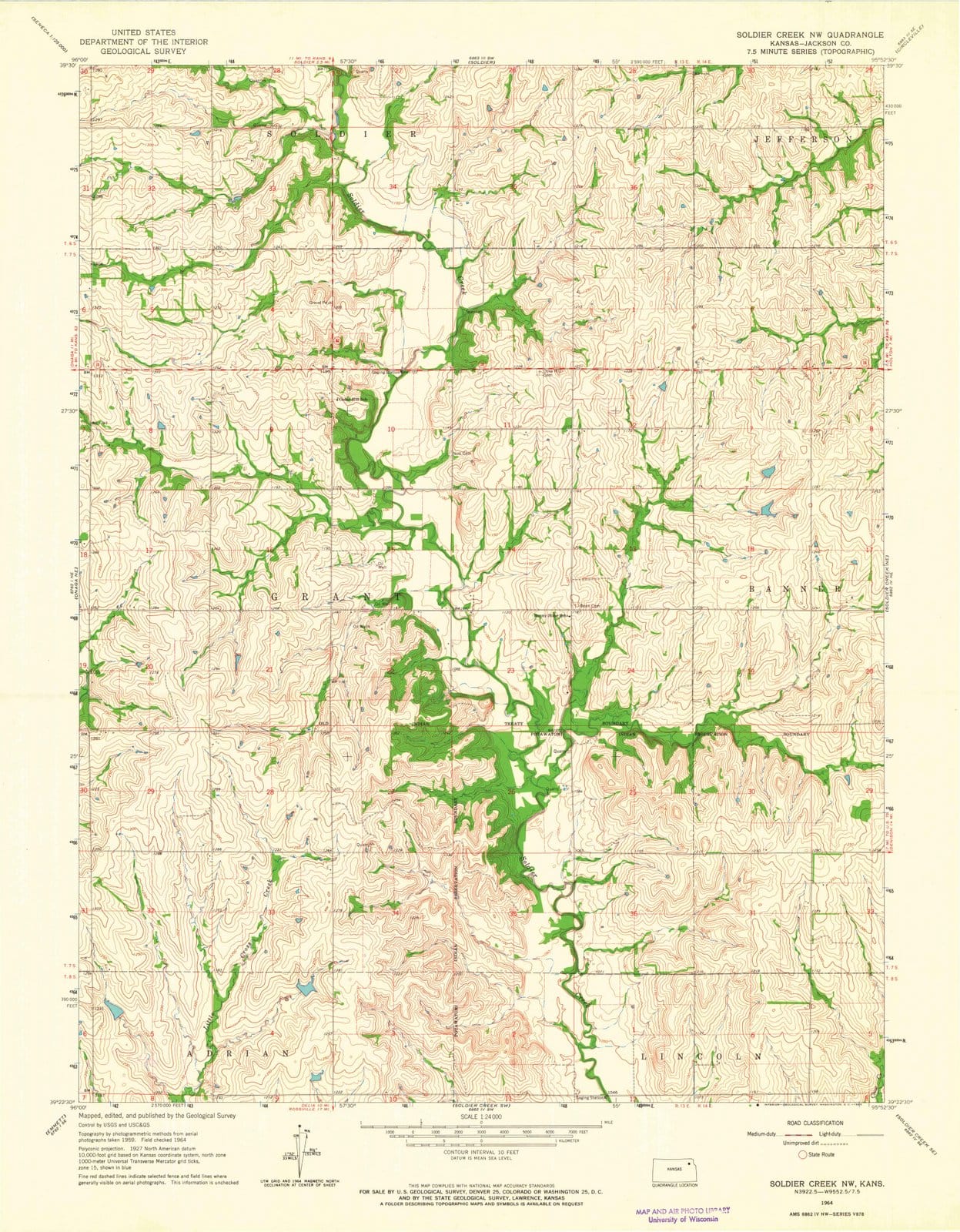 1964 Soldier, KS - Kansas - USGS Topographic Map