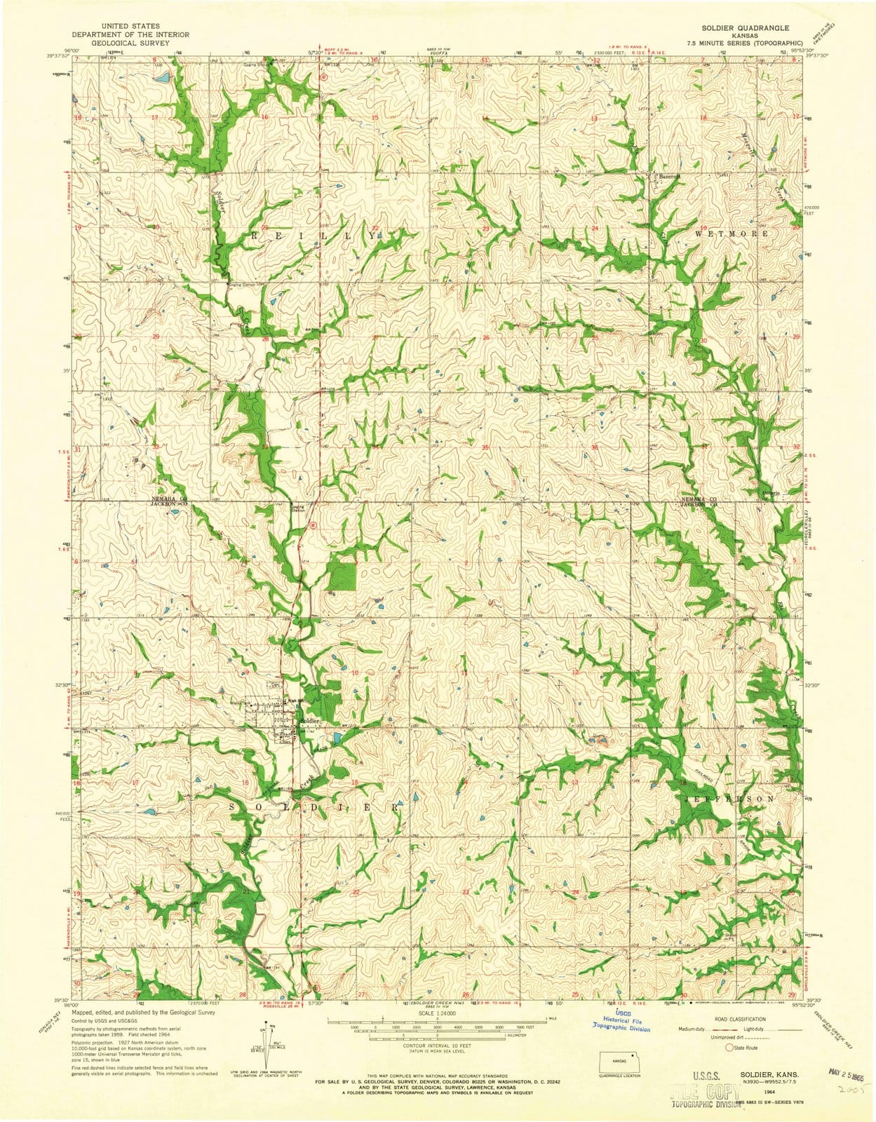 1964 Soldier, KS - Kansas - USGS Topographic Map v2