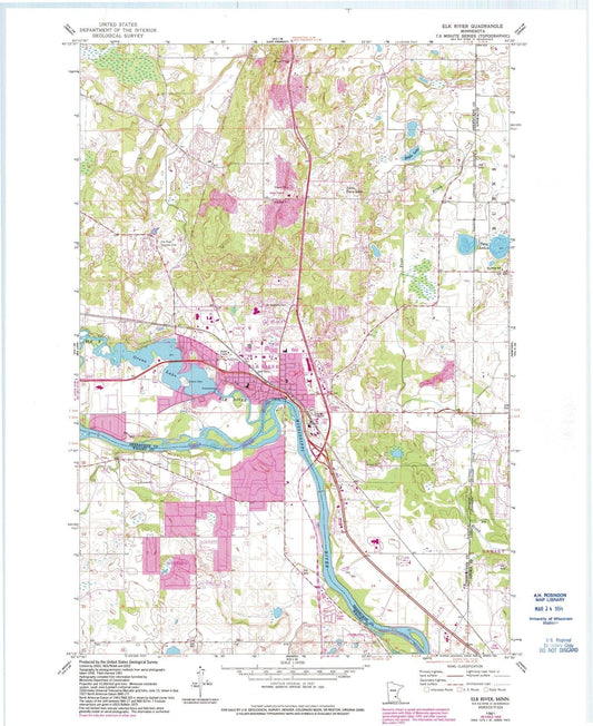 1961 Elk River, MN - Minnesota - USGS Topographic Map