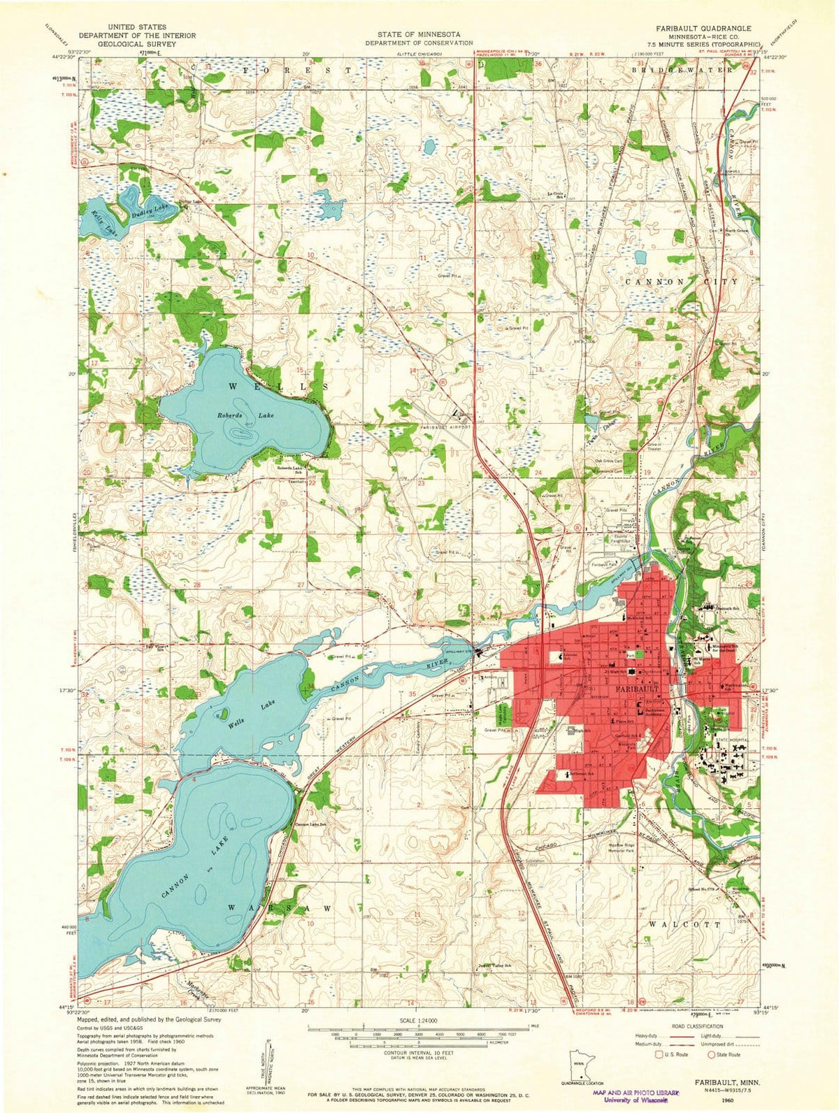 1960 Faribault, MN - Minnesota - USGS Topographic Map