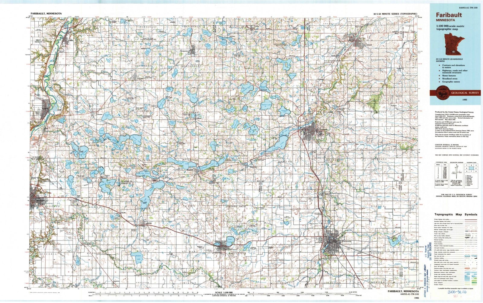 1985 Faribault, MN - Minnesota - USGS Topographic Map