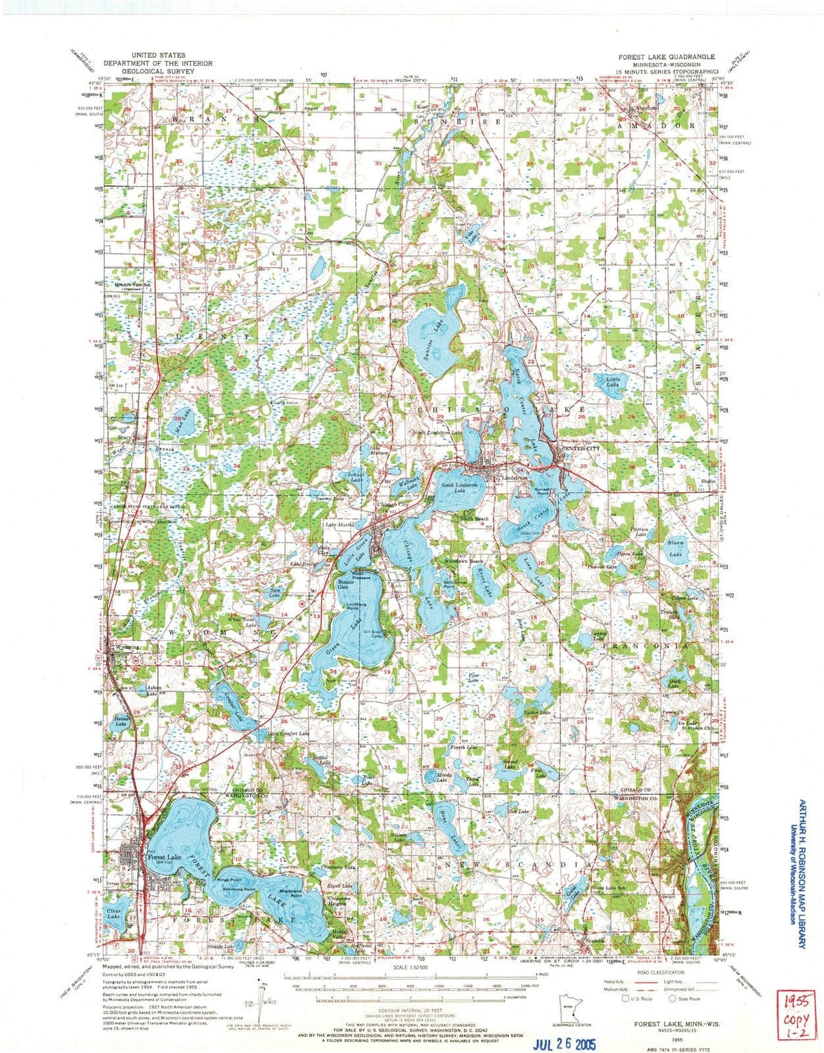 1955 Forest Lake, MN - Minnesota - USGS Topographic Map