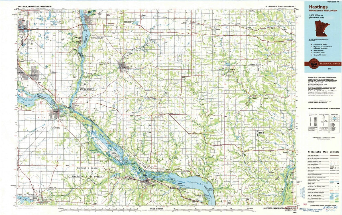 1985 Hastings, MN - Minnesota - USGS Topographic Map