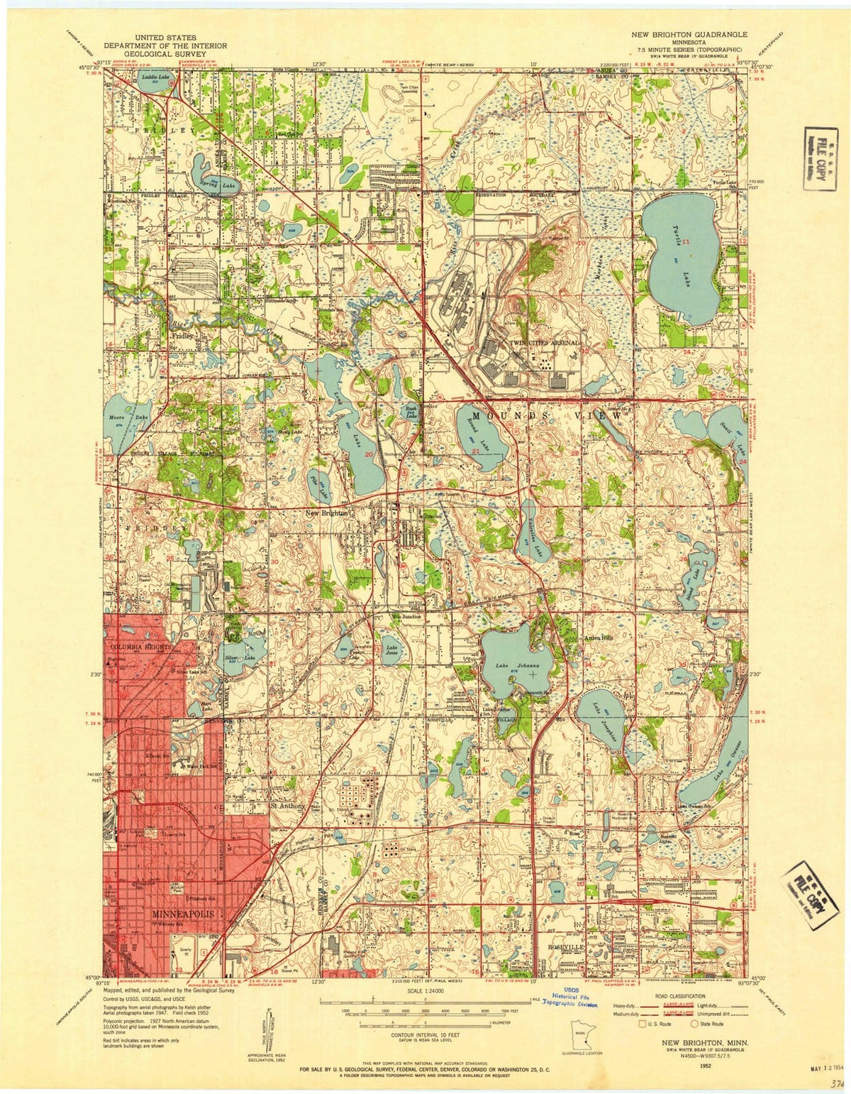 1952 New Brighton, MN - Minnesota - USGS Topographic Map
