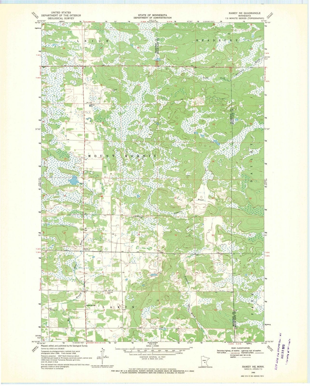 1968 Ramey, MN - Minnesota - USGS Topographic Map
