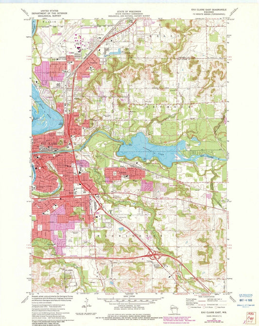 1972 Eau Claire East, WI - Wisconsin - USGS Topographic Map