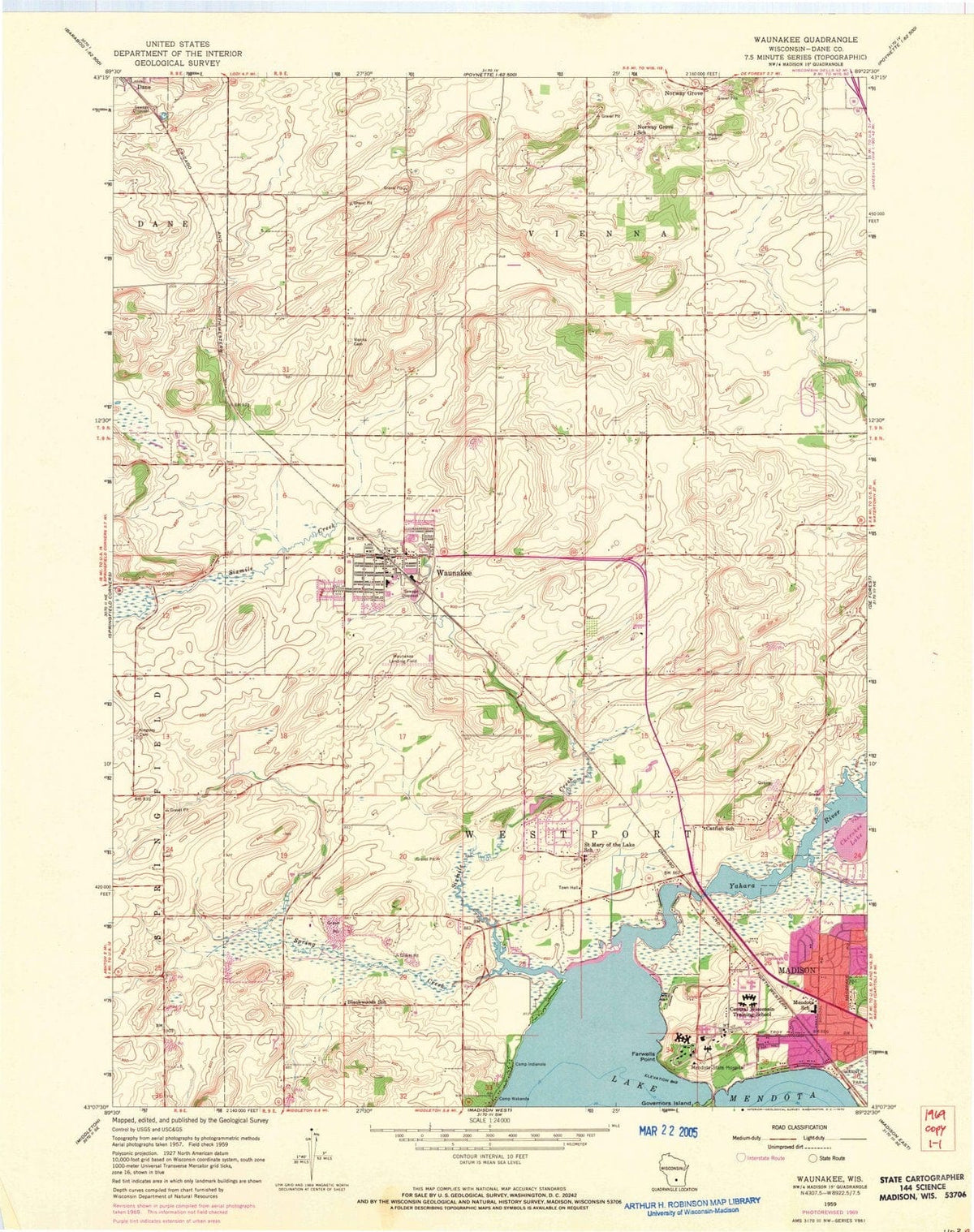 1959 Waunakee, WI - Wisconsin - USGS Topographic Map