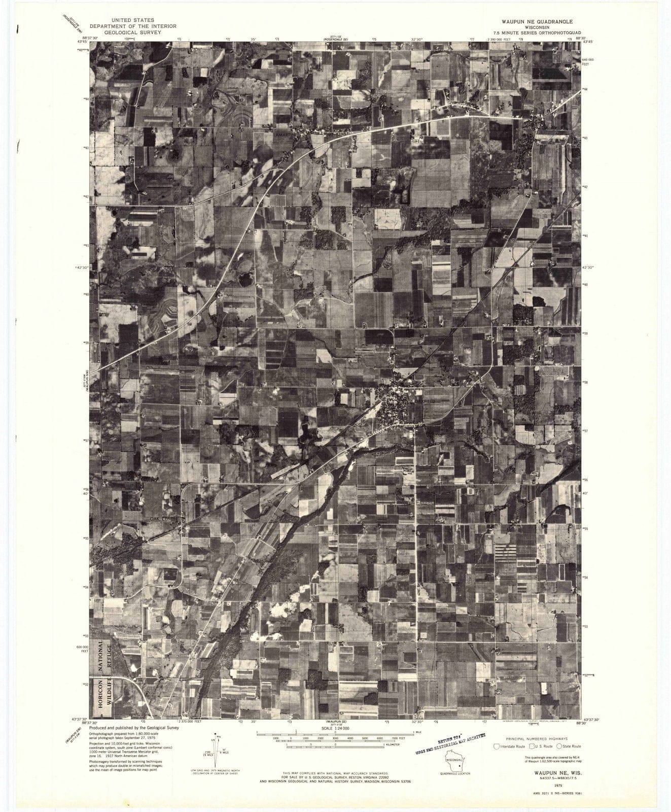 1975 Waupun, WI - Wisconsin - USGS Topographic Map