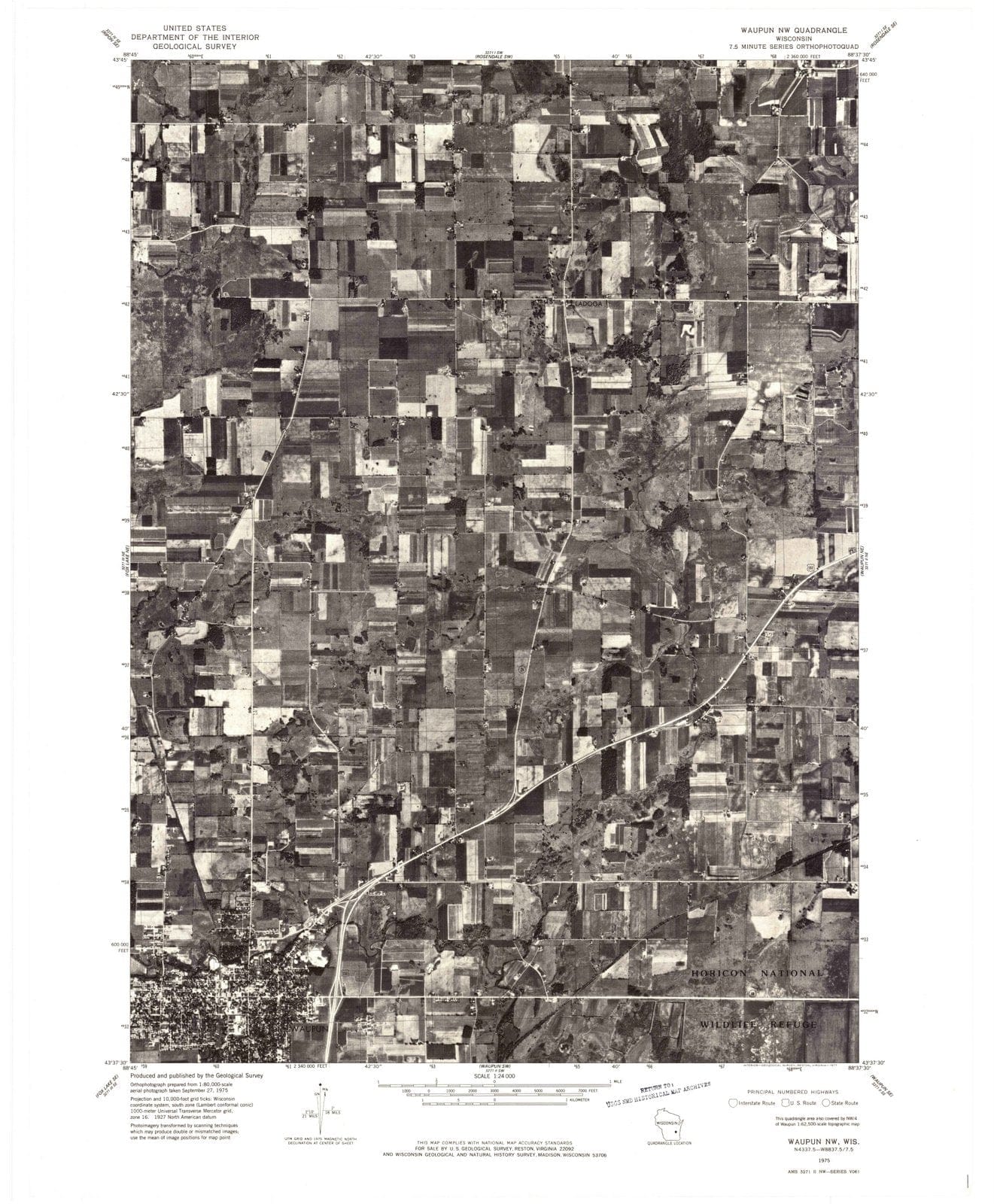 1975 Waupun, WI - Wisconsin - USGS Topographic Map v2