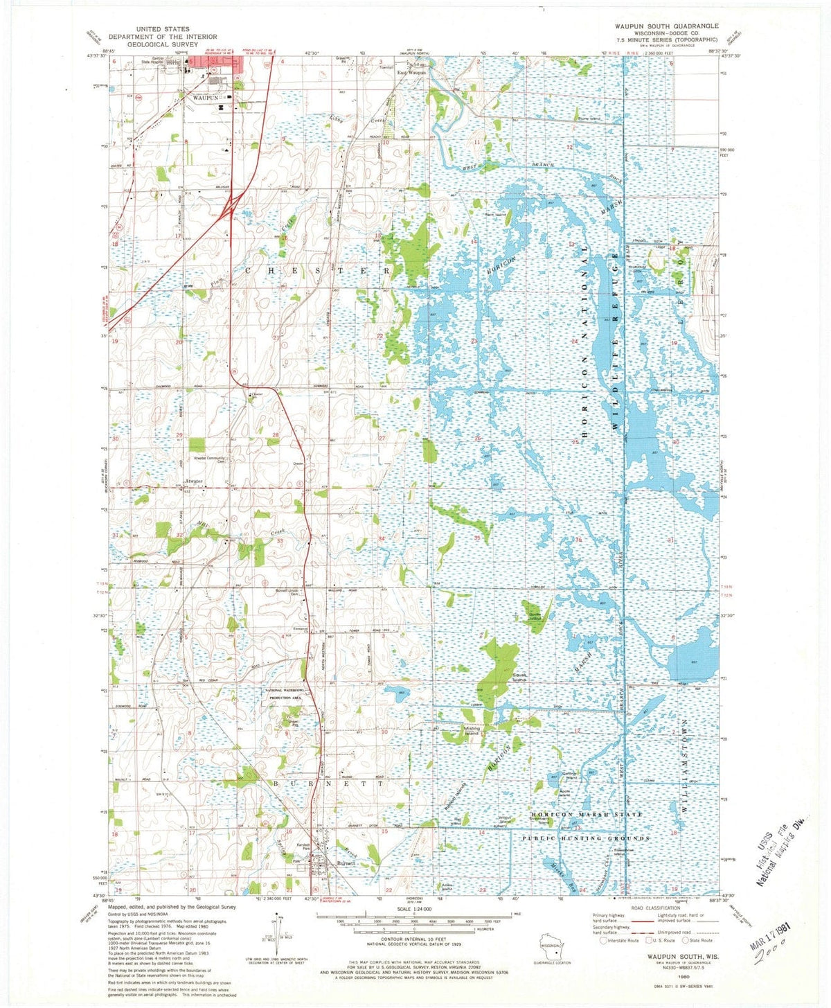 1980 Waupun, WI - Wisconsin - USGS Topographic Map v2