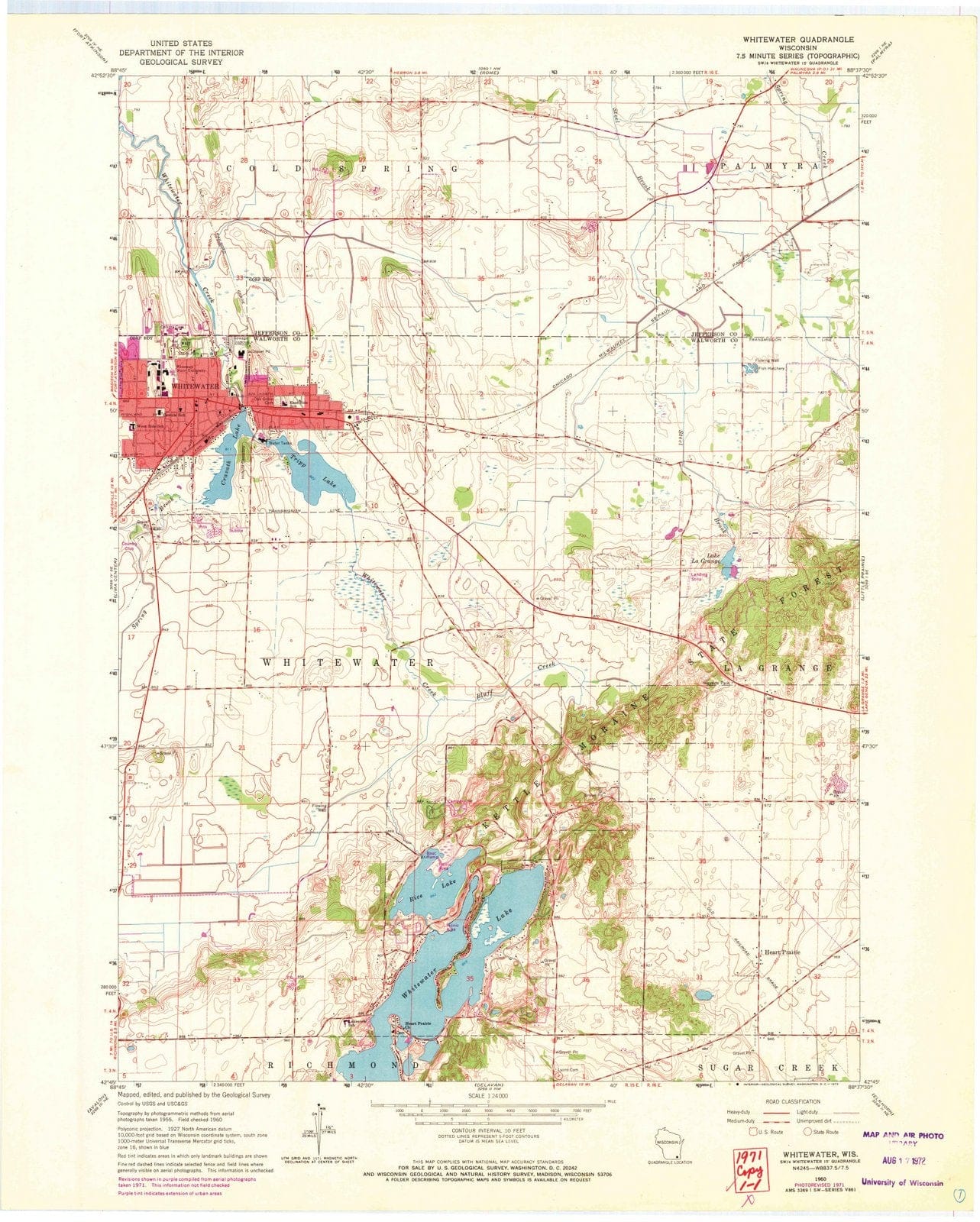 1960 Whitewater, WI - Wisconsin - USGS Topographic Map