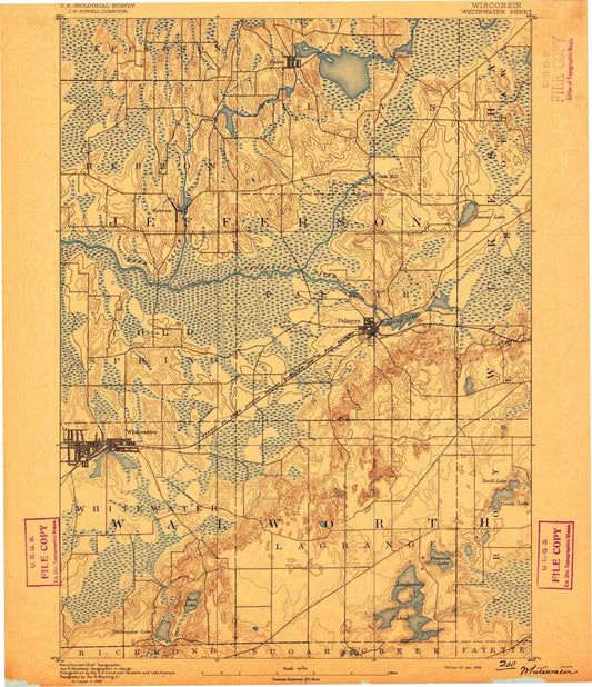 1892 Whitewater, WI - Wisconsin - USGS Topographic Map