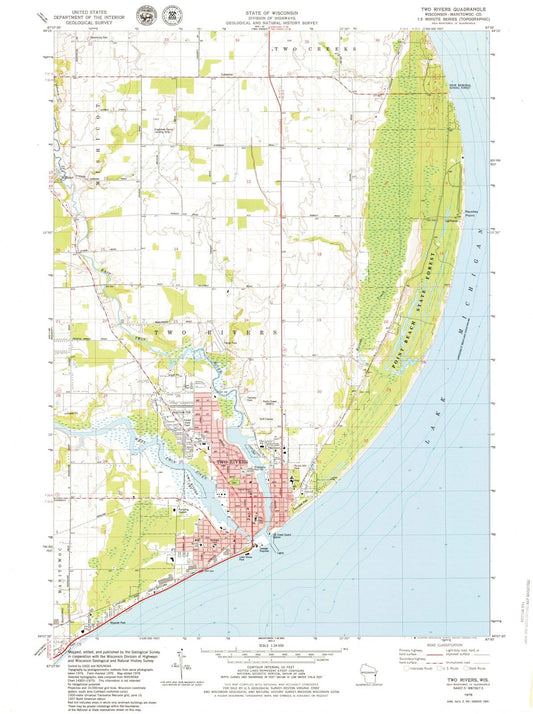 1978 Two Rivers, WI - Wisconsin - USGS Topographic Map