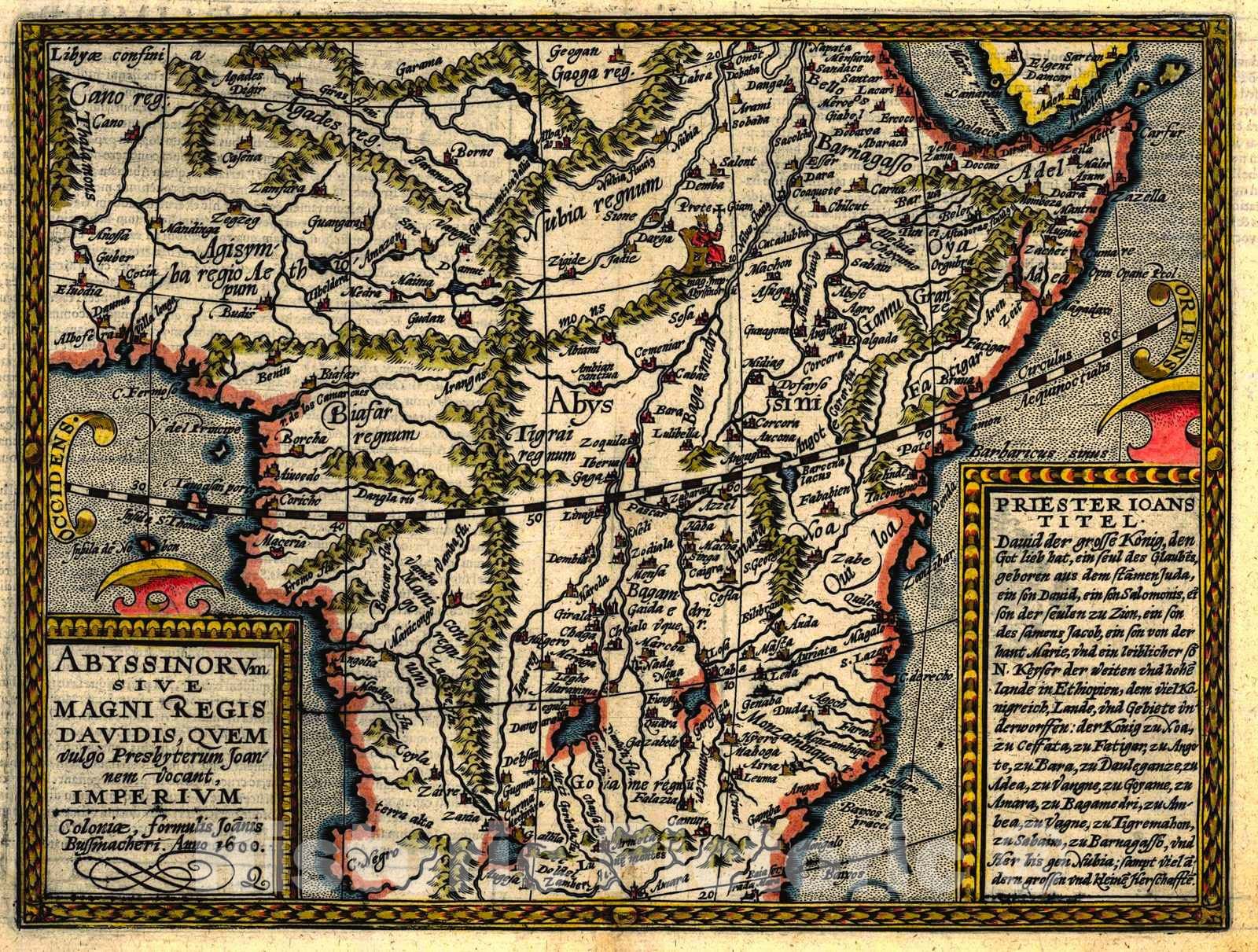 Historic Map : 1608 Abyssinorum sive Magni Regis Davidis, quem vulgo Presbyterum Joannem Vocant, Imperium : Vintage Wall Art