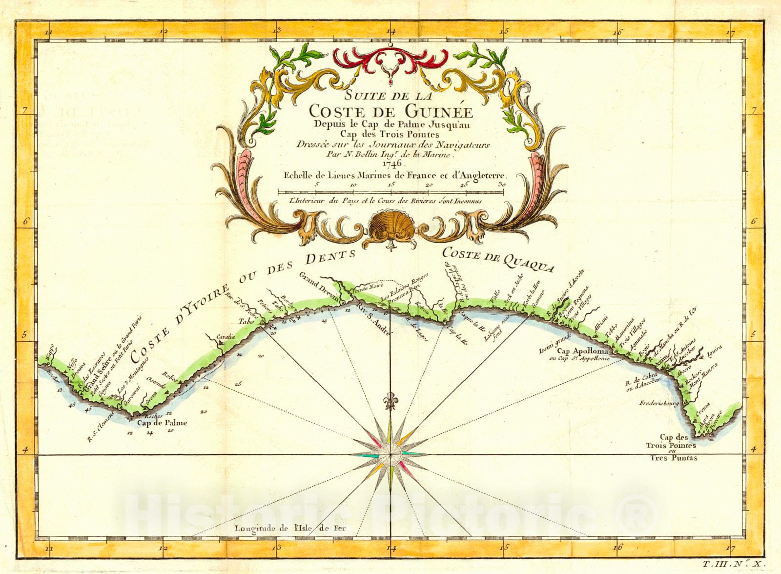 Historic Map : 1746 Suite De La Coste De Guin&eacute;e : Vintage Wall Art