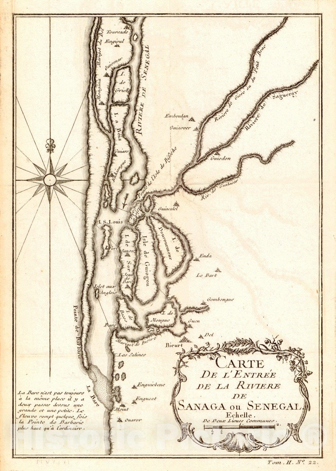 Historic Map : 1747 Carte De L'Entr&eacute;e De La Riviere De Sanaga Ou Senegal (Senegal) : Vintage Wall Art