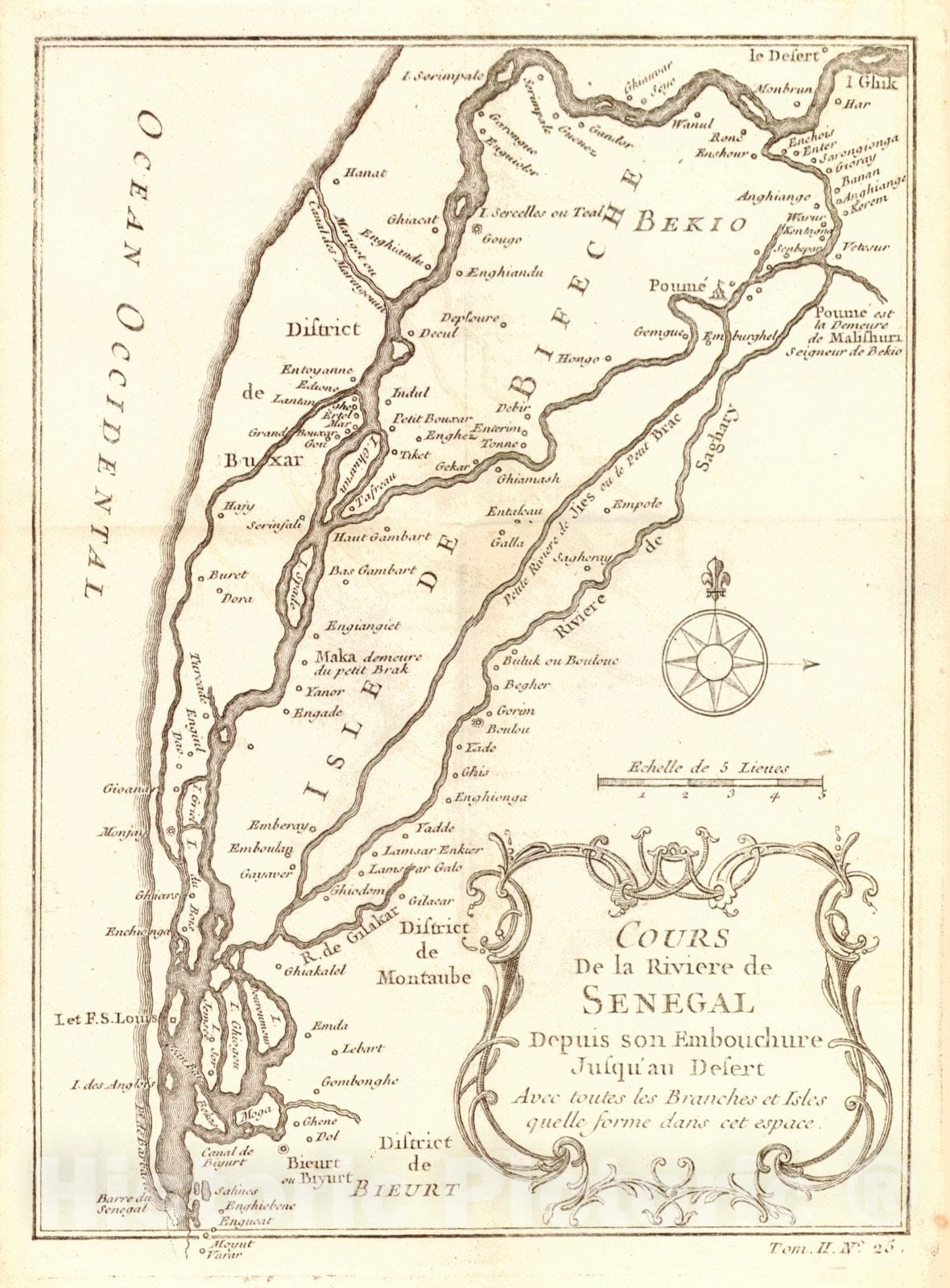 Historic Map : 1747 Cours De La Riviere De Senegal : Vintage Wall Art
