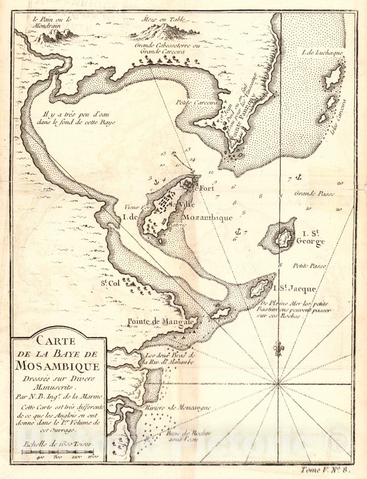 Historic Map : 1748 Carte De La Baye De Mosambique : Vintage Wall Art