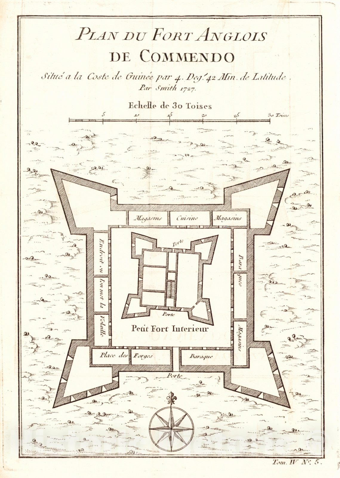 Historic Map : 1748 Plan Du Fort Anglois De Commendo (Ghana)  : Vintage Wall Art