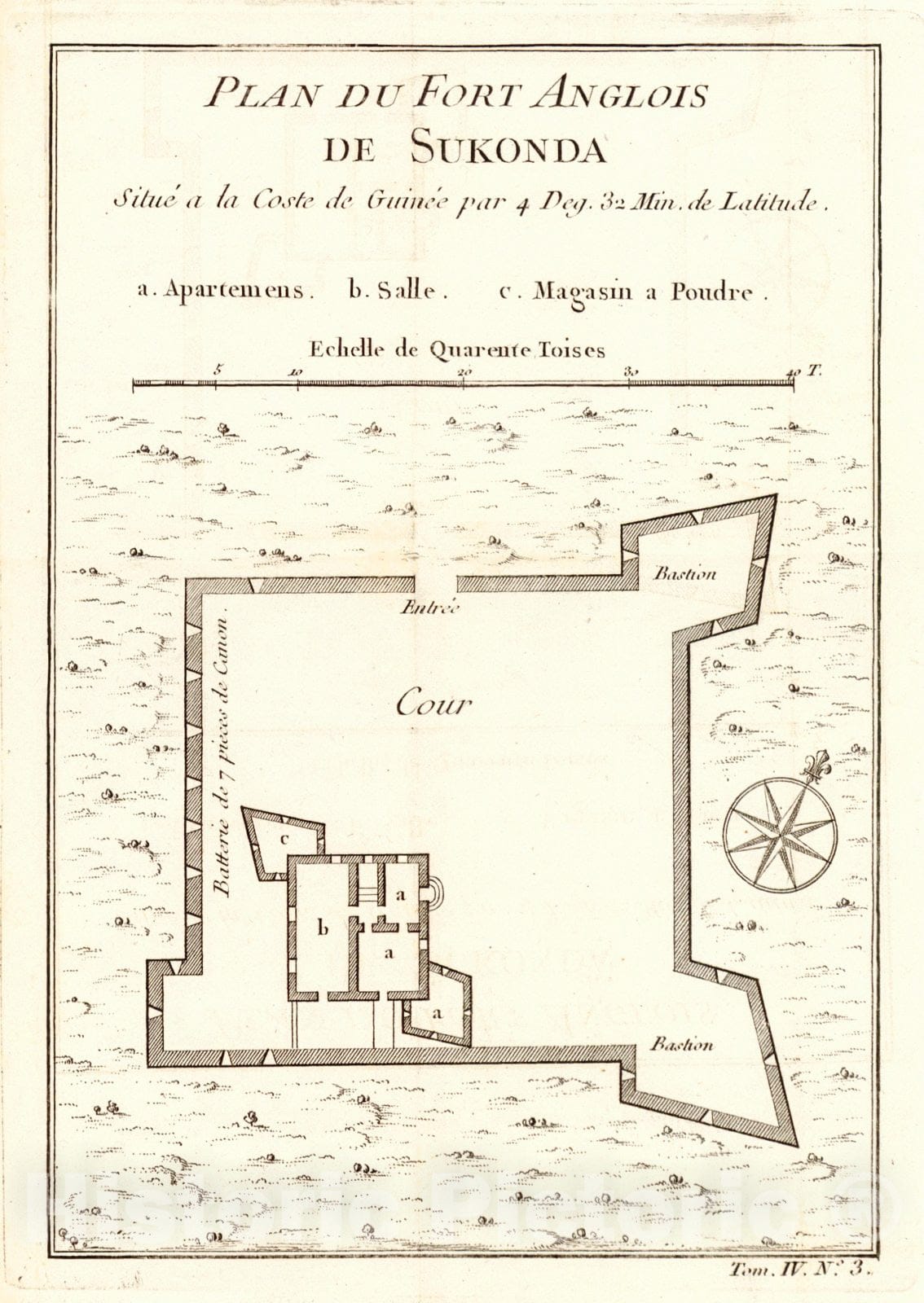 Historic Map : 1748 Plan Du Fort Anglois De Sukonda (Ghana)  : Vintage Wall Art