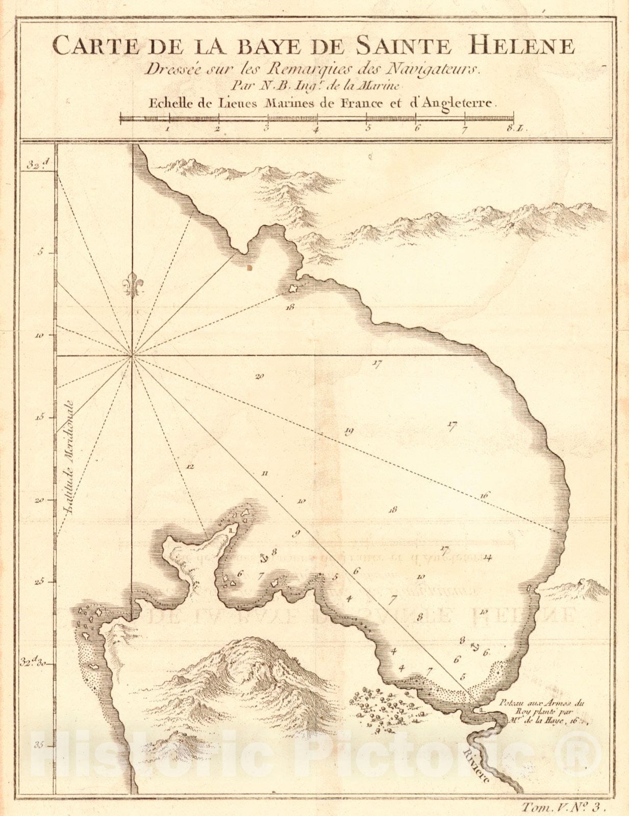 Historic Map : 1749 Carte De La Baye De Sainte Helene : Vintage Wall Art
