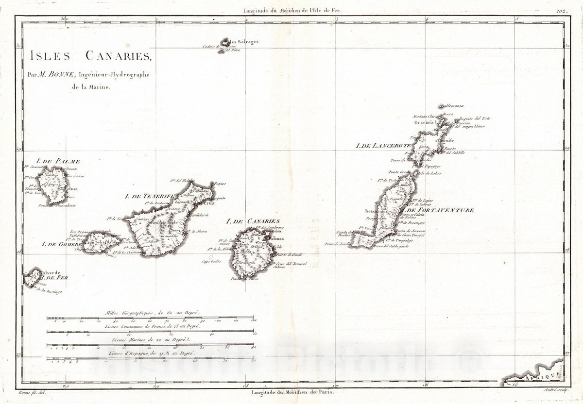 Historic Map : 1782 Isles Canaries : Vintage Wall Art