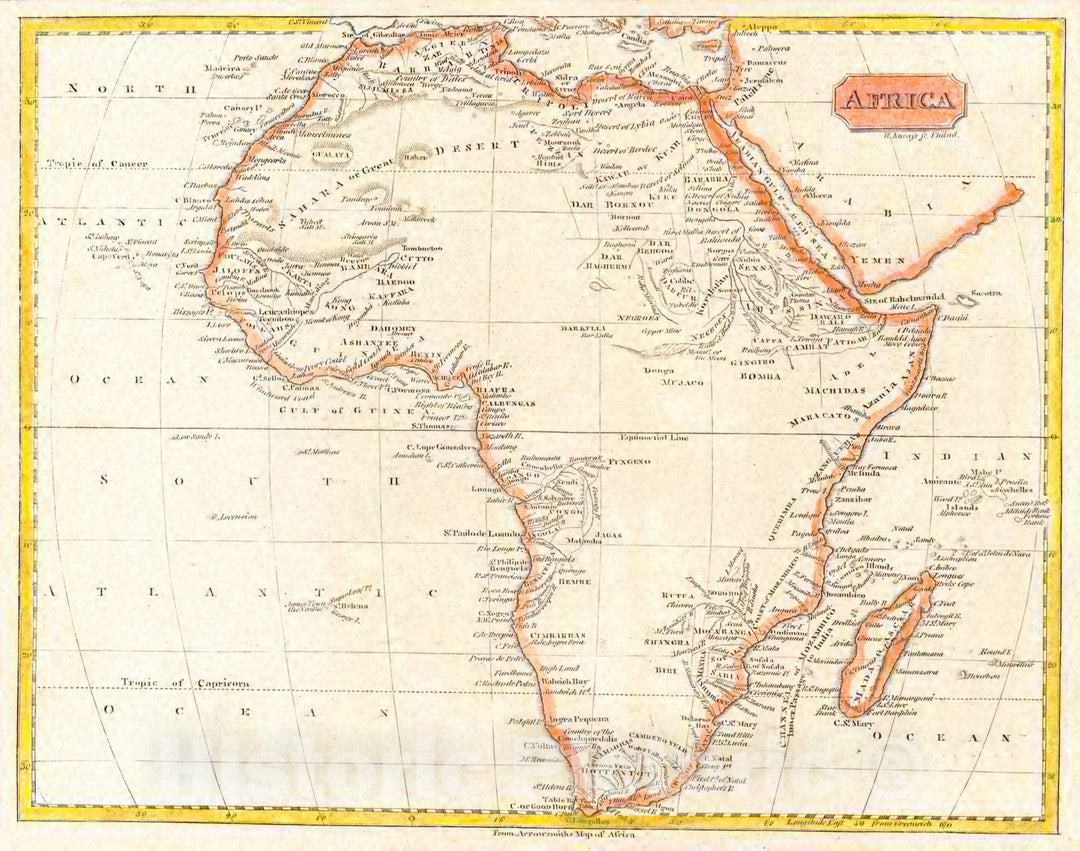 Historic Map : 1814 Africa : Vintage Wall Art