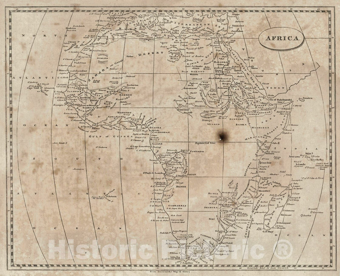 Historic Map : 1819 Africa : Vintage Wall Art