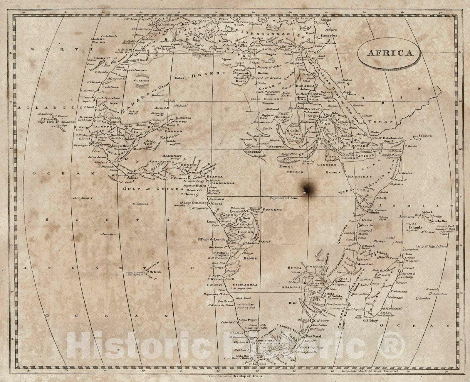 Historic Map : 1819 Africa : Vintage Wall Art