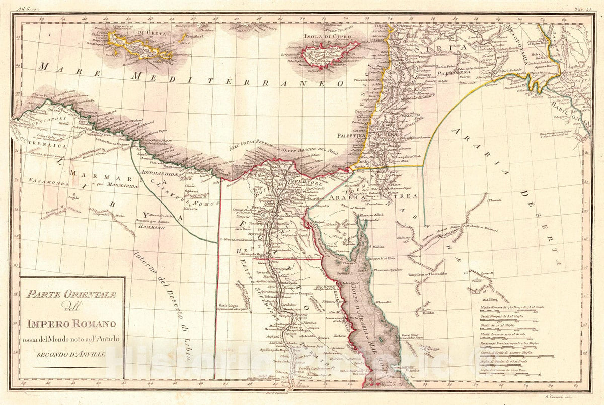 Historic Map : 1820 Parte Orientale dell'Impero Romano ossia del mondo noto agl'antichi : Vintage Wall Art
