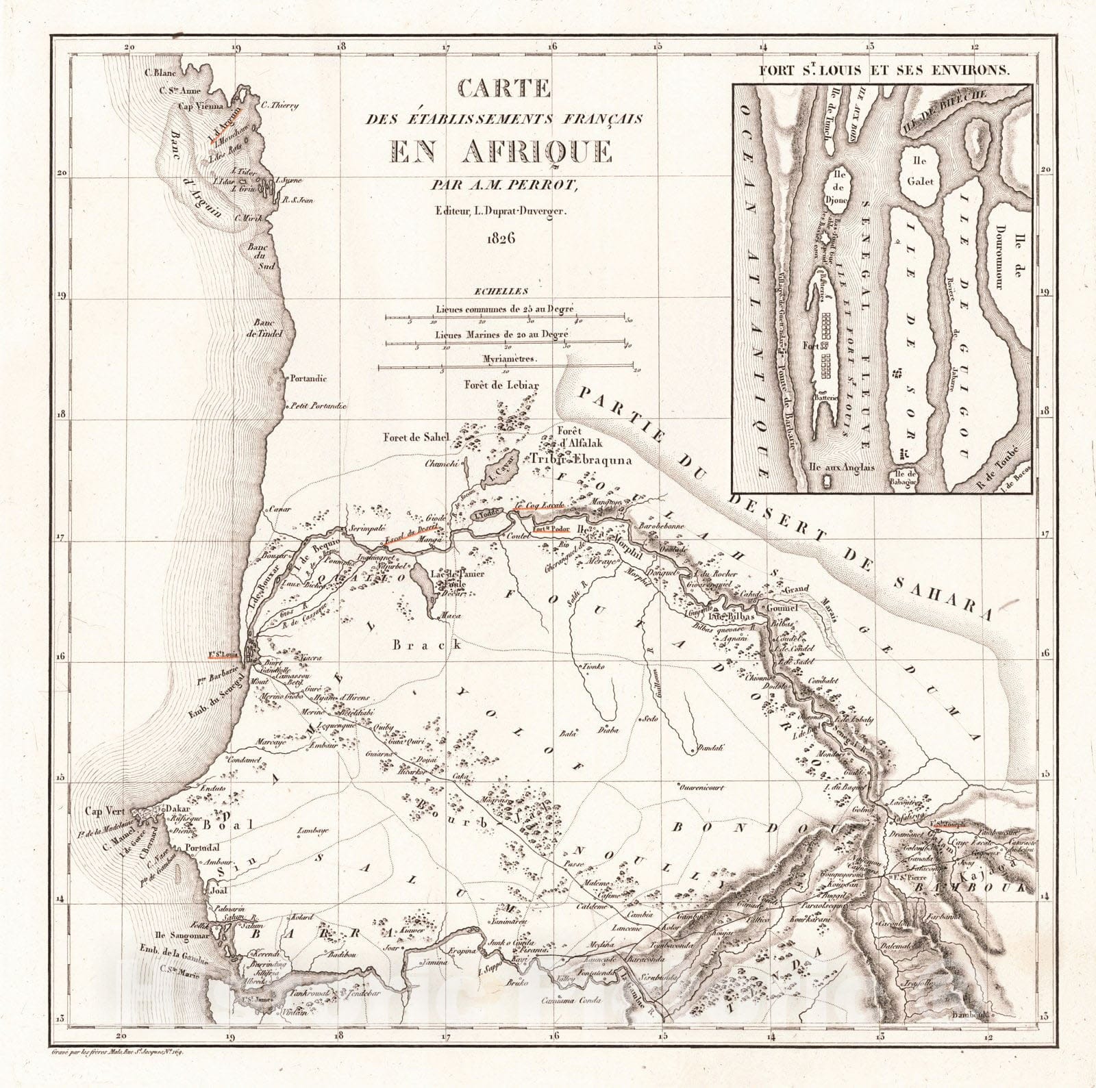 Historic Map : 1827 Carte Des Establishments Fran&ccedil;ais En Afrique : Vintage Wall Art
