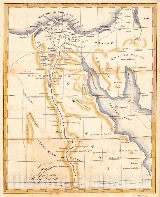 Historic Map : 1830 Egypt and Part of the Holy Land : Vintage Wall Art