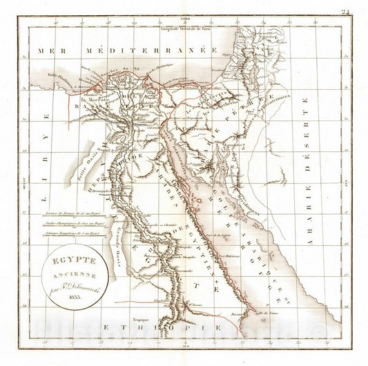Historic Map : 1834 Egypte Ancienne : Vintage Wall Art