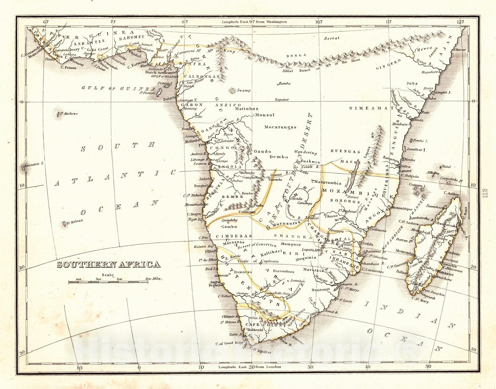 Historic Map : 1835 Southern Africa : Vintage Wall Art