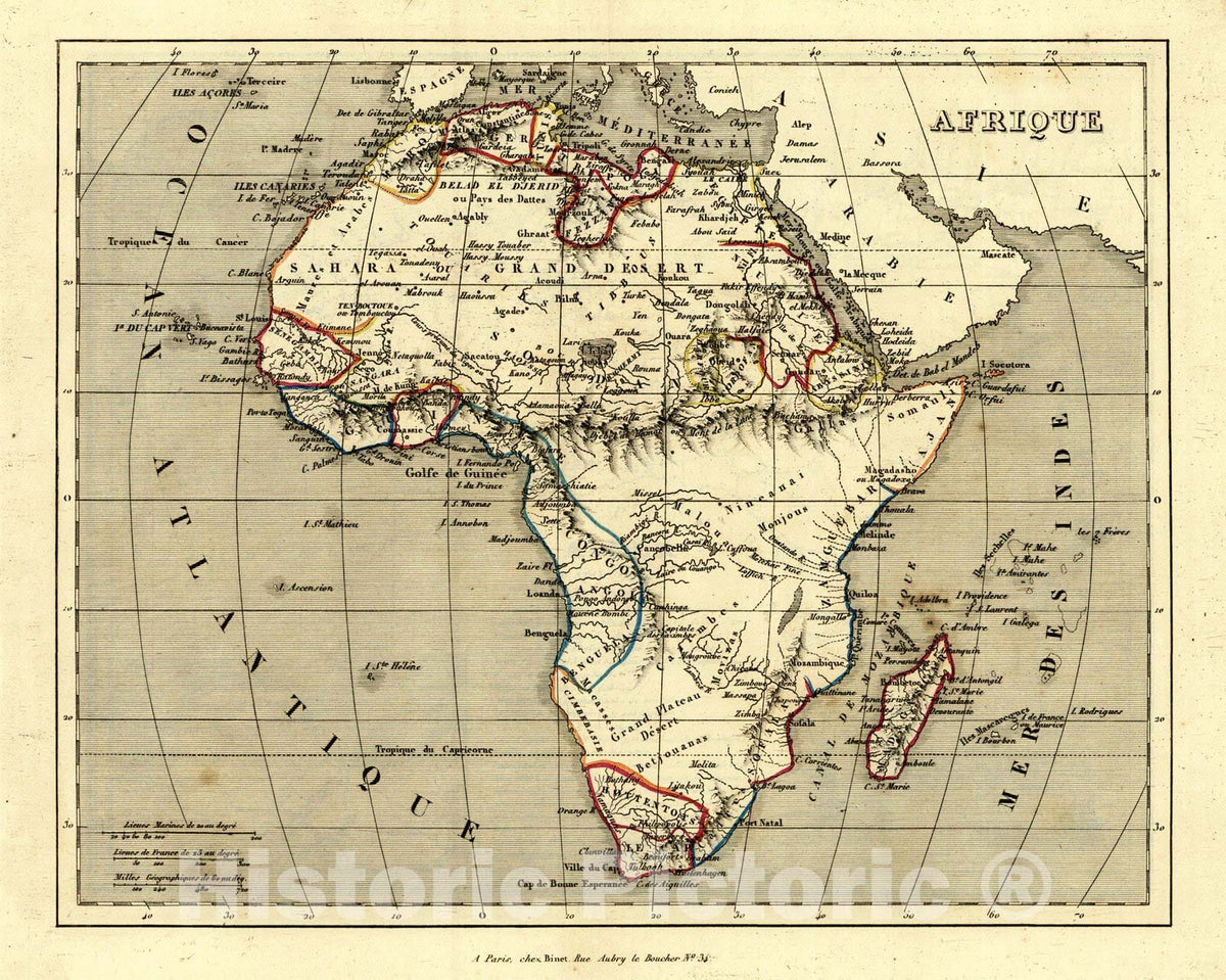 Historic Map : 1836 Afrique : Vintage Wall Art