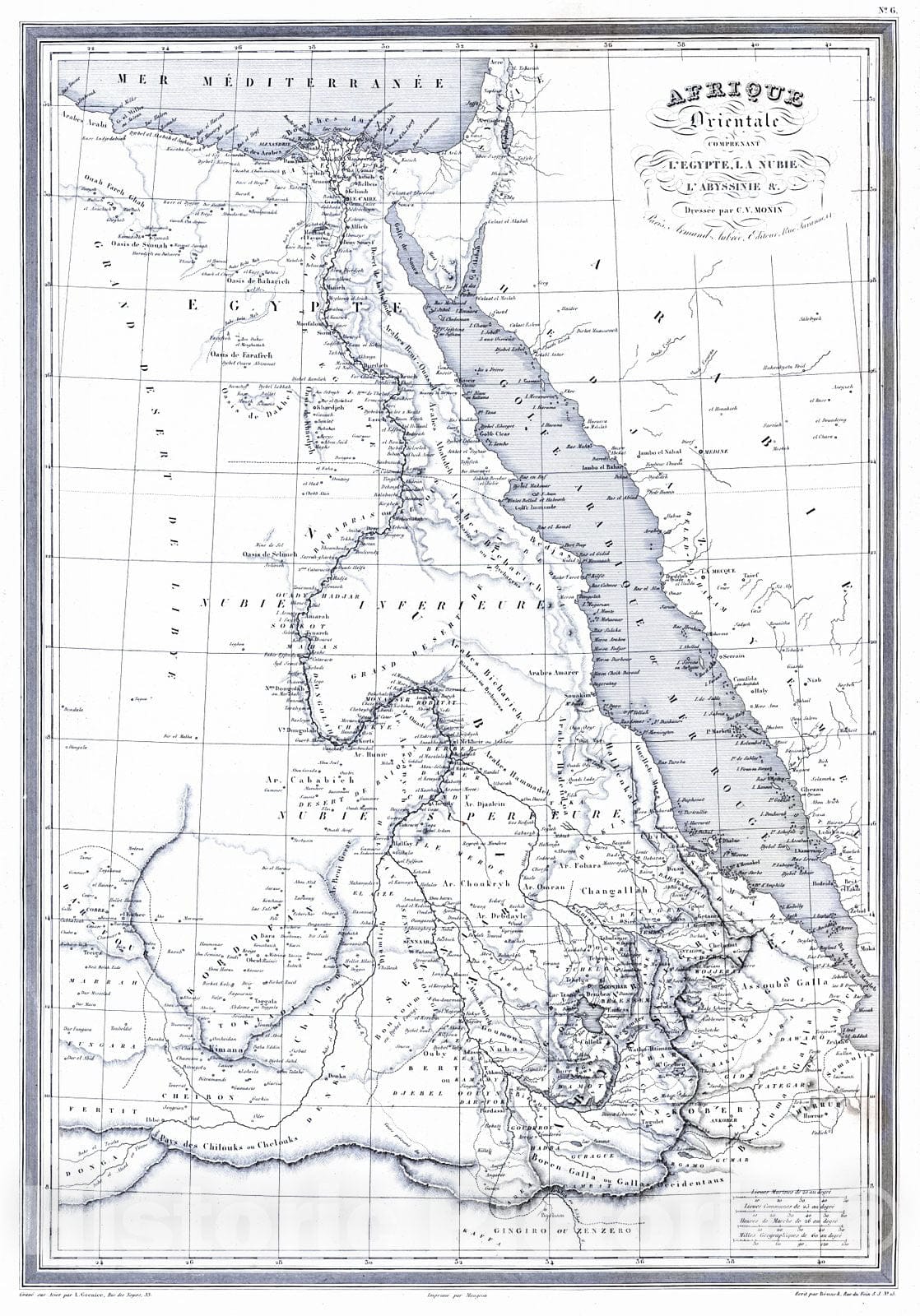 Historic Map : 1837 Afrique Orientale : Vintage Wall Art