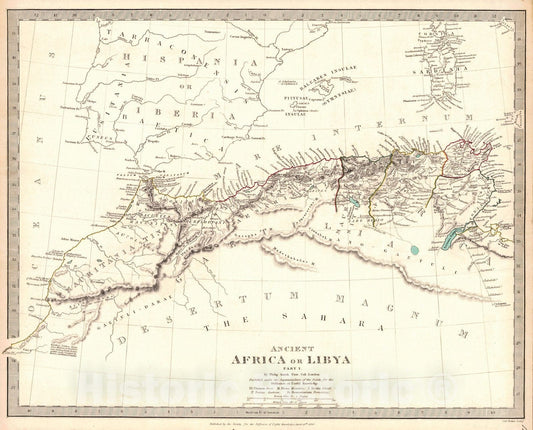 Historic Map : 1840 Ancient Africa or Lybia Part I : Vintage Wall Art