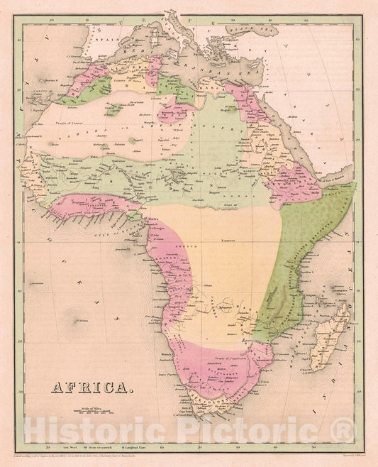 Historic Map : 1841 Africa : Vintage Wall Art
