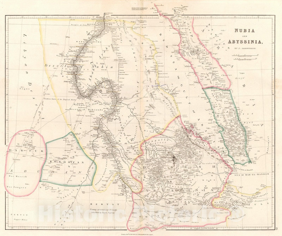 Historic Map : 1842 Nubia and Abyssinia : Vintage Wall Art