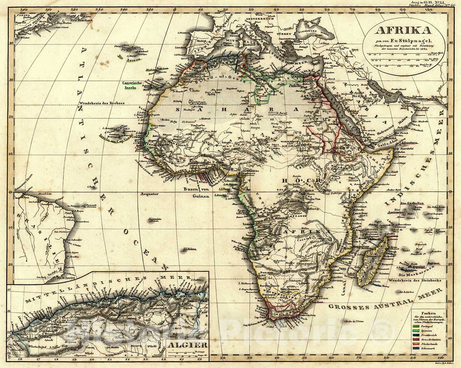 Historic Map : 1847 Afrika : Vintage Wall Art