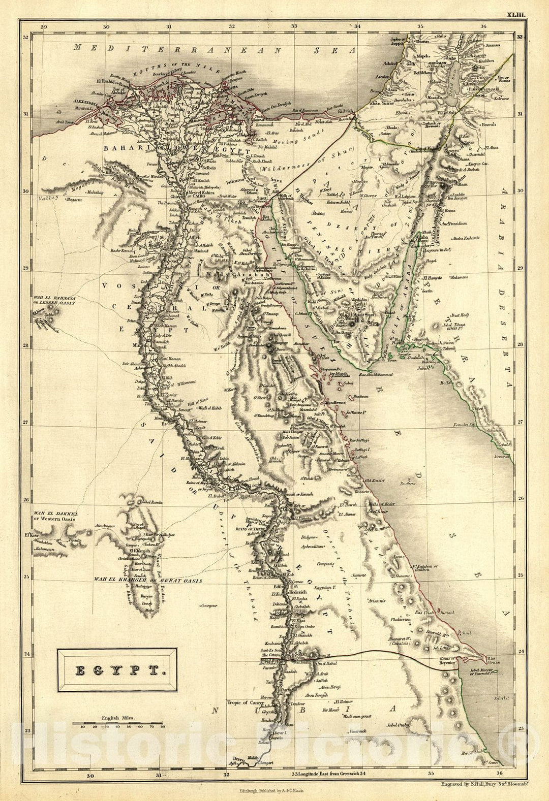 Historic Map : 1847 Egypt : Vintage Wall Art