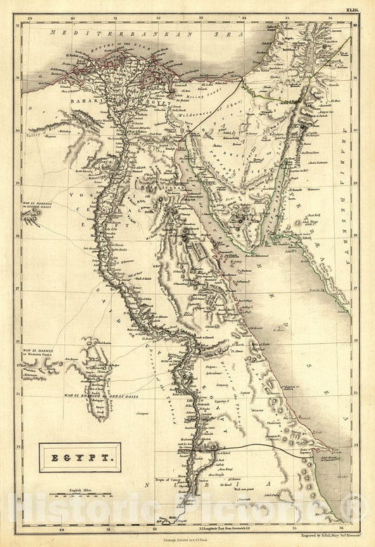 Historic Map : 1847 Egypt : Vintage Wall Art