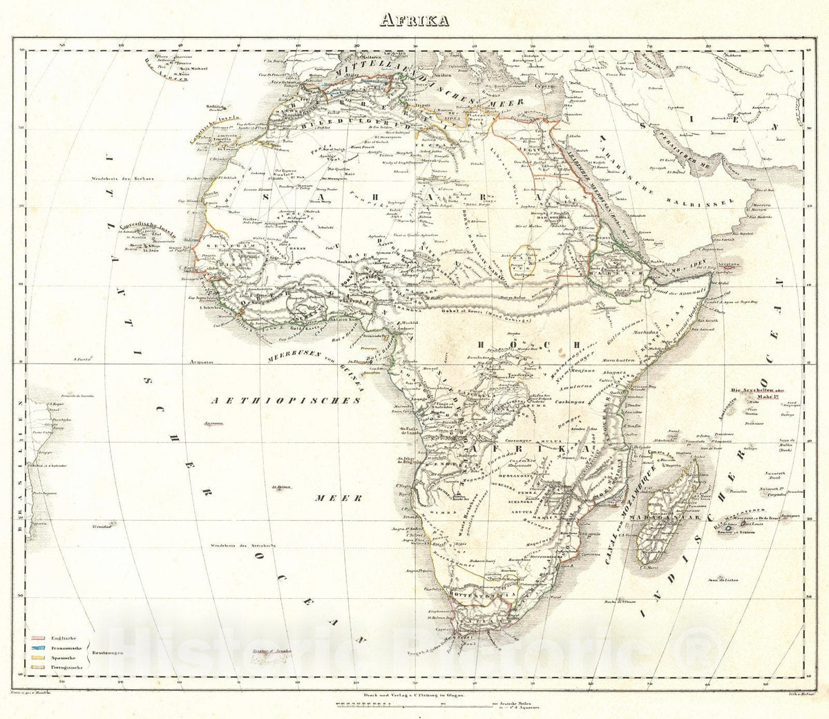 Historic Map : 1847 Afrika : Vintage Wall Art