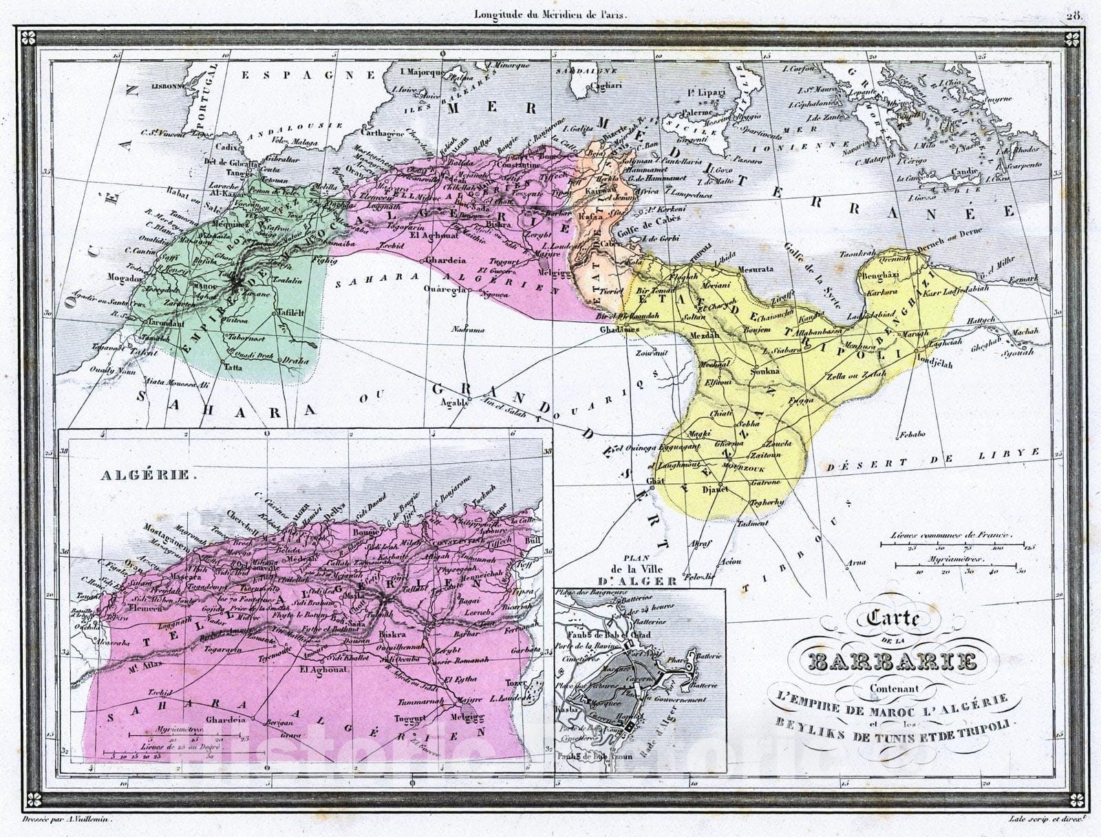 Historic Map : 1850 Carte de la Barberie : Vintage Wall Art