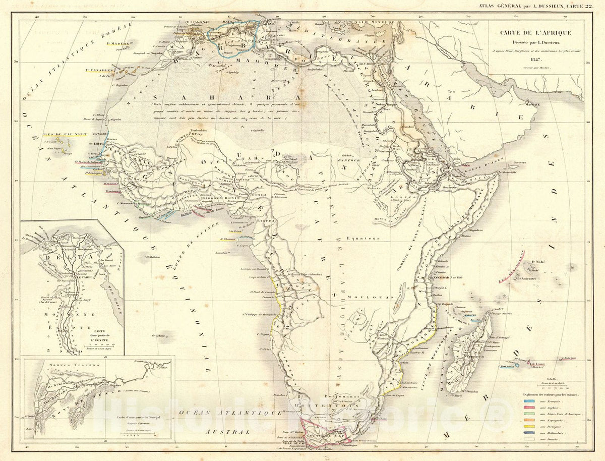 Historic Map : 1856 Carte de L'Afrique : Vintage Wall Art