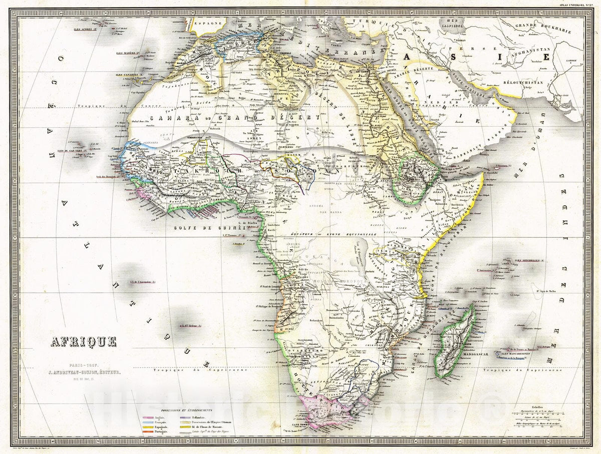 Historic Map : 1857 Afrique : Vintage Wall Art