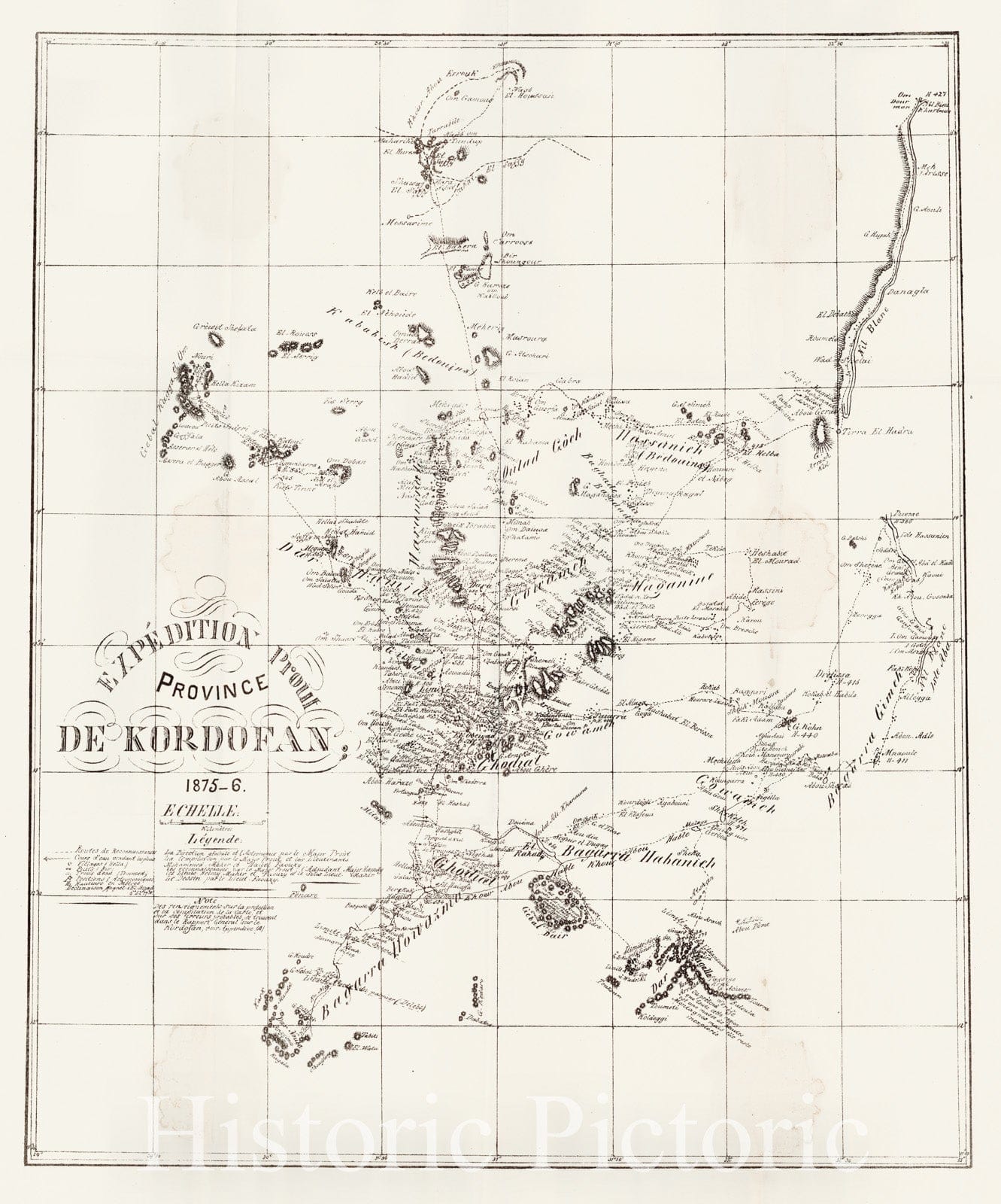 Historic Map : 1877 Expedition Prout Prounce De Kordofan : Vintage Wall Art