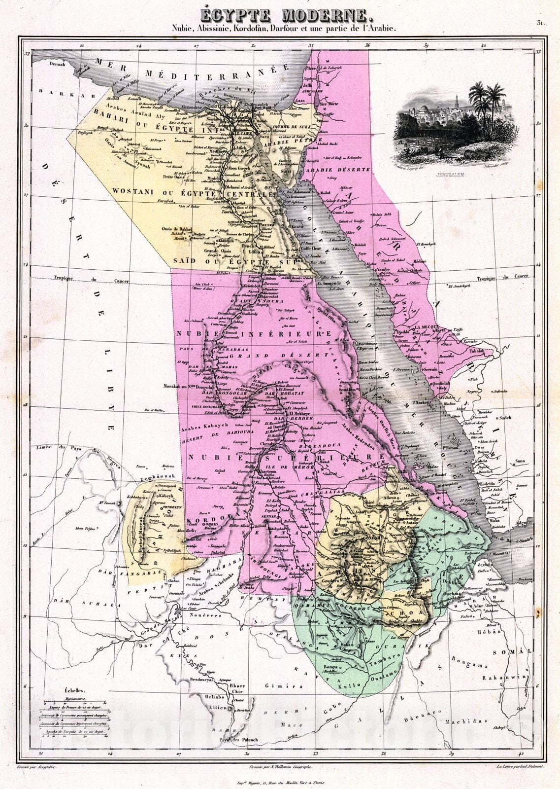 Historic Map : 1880 Égypte Moderne : Vintage Wall Art